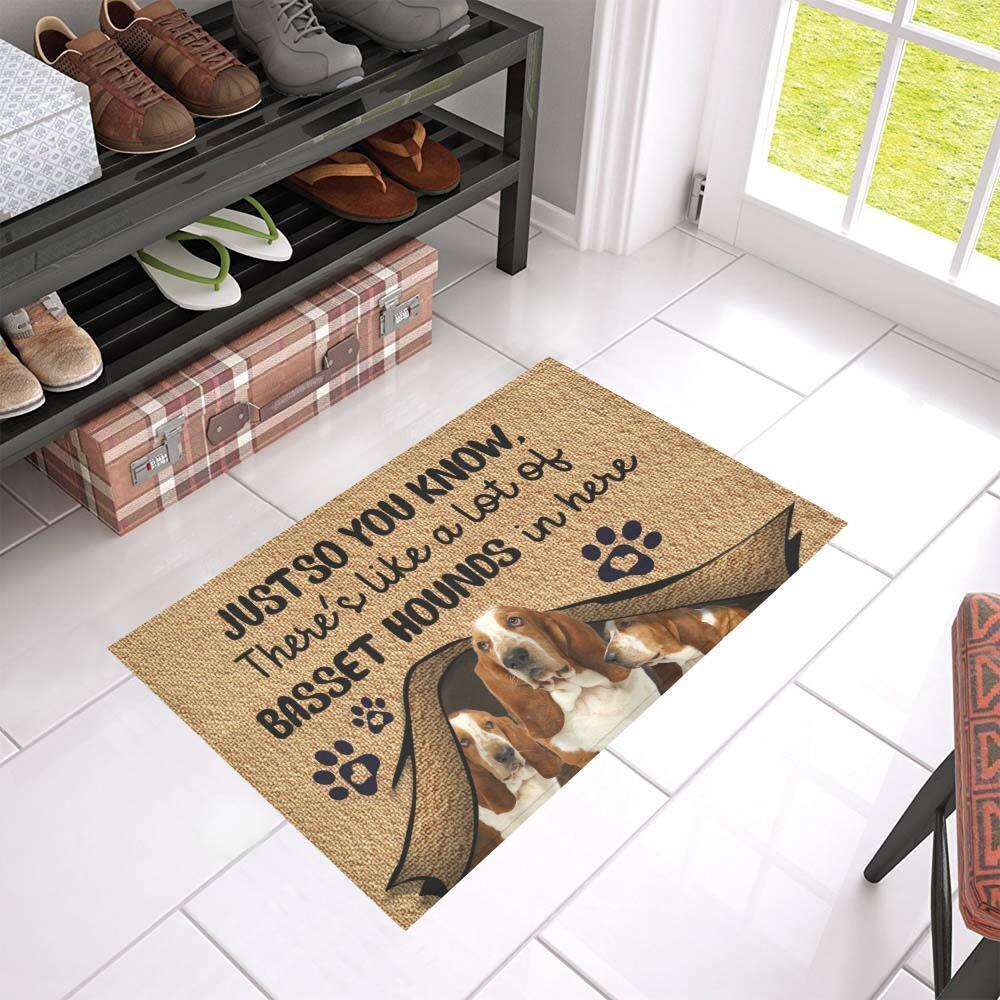 CLOOCL The Humans Just Live Here Wius Siberian Husky Doormat Decor Non-Slip Doormat Absorbent Carpet Bedroom Porch Welcome Mat