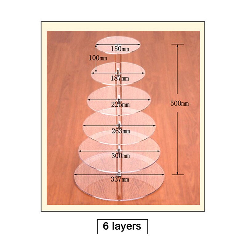 Cake Holder Round Acrylic 3/4 Tier Cupcake Cake Stand Assemble and Disassemble Home Birthday Tools Party Stands Decoration: 6 Layers