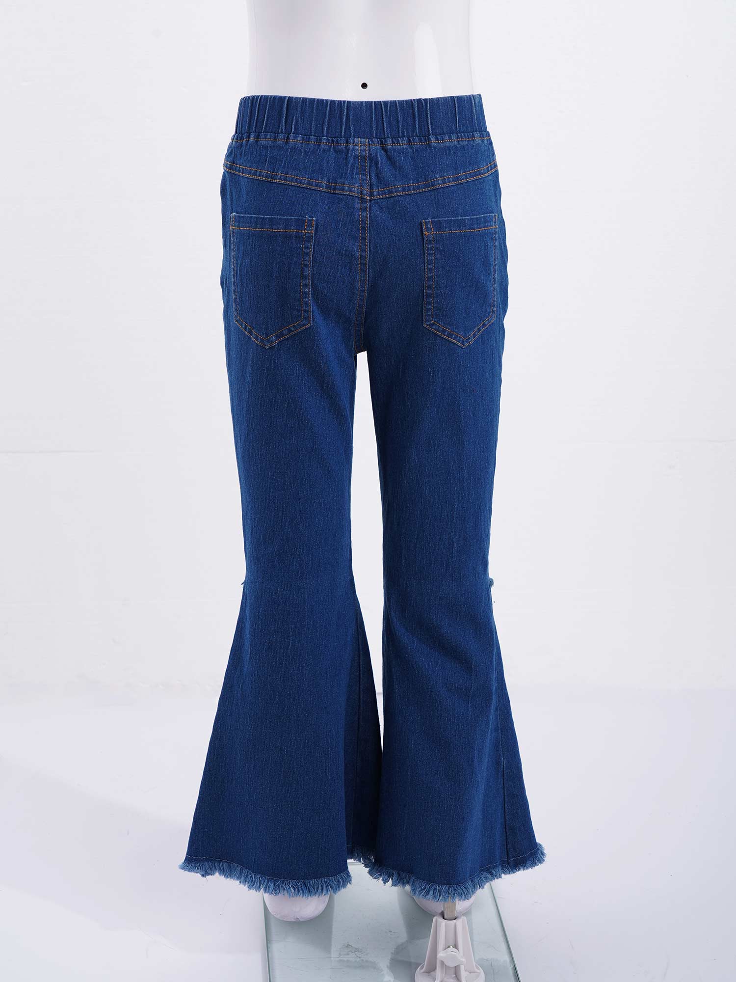 Flare Jeans Voor Kinderen Meisjes Mode Kriskras Ripped Bell-Bottom Zoom Denim Broek Tiener Casual Lange Broek Koreaanse Stijl broek
