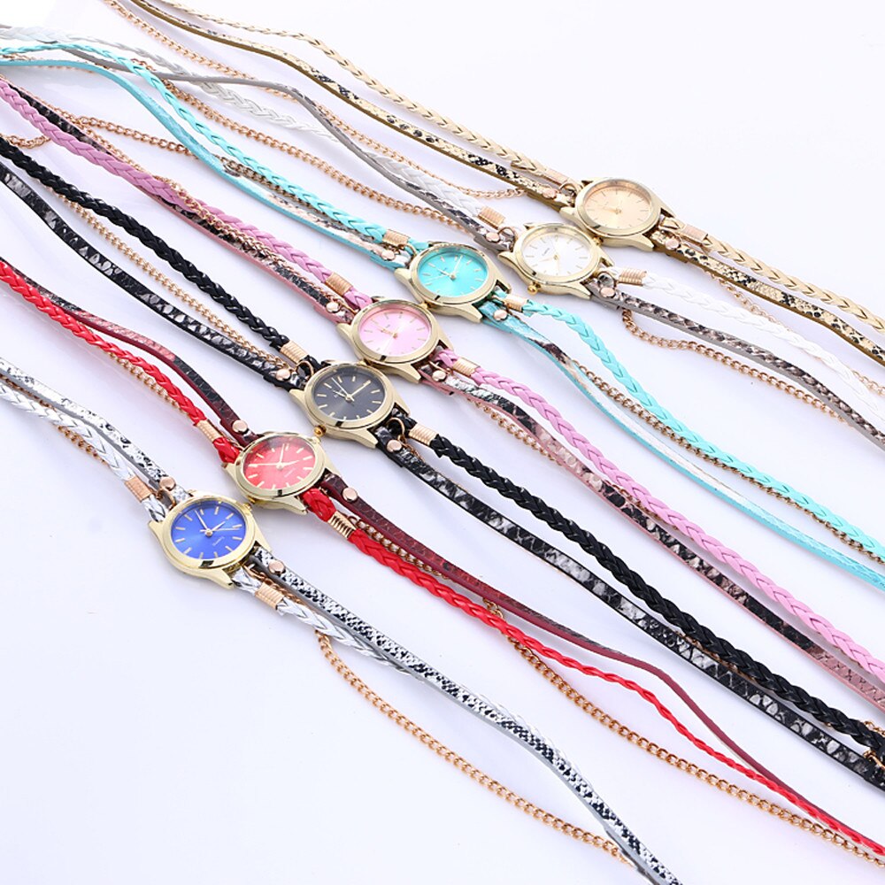 Ladies Weave Leather Bohemian Bracelet Watches Dress Woman Casual Quartz Wrist Watch часв женские наручные