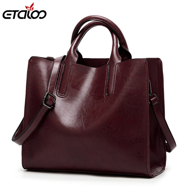 Bolsas de couro grande bolsa feminina de alta qualidade casual sacos femininos tronco tote bolsa ombro senhoras grandes bolsos 2019: Café