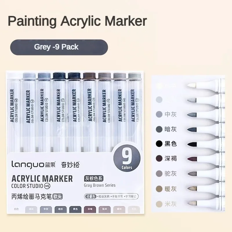Bolígrafos de pintura acrílica de 9/162 colores, pincel marcador para pintura en roca, piedra, cerámica, vidrio, madera, lienzo, suministros de Arte DIY, papelería: Azul