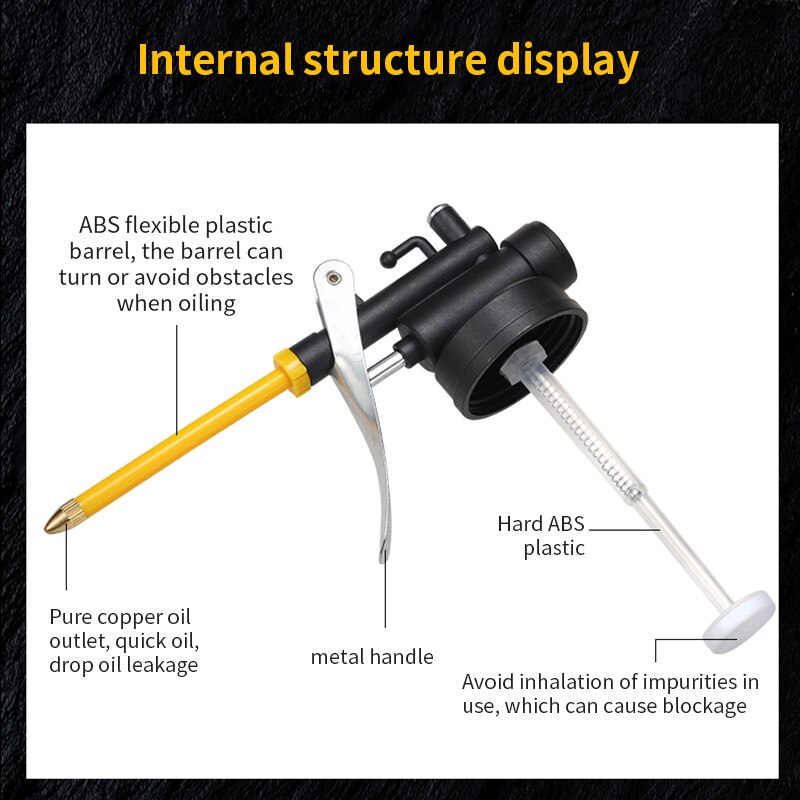 250ml Transparent High Pressure Pump Oiler Lubrication Oil Plastic Machine Can High Pressure Pump Oiler Grease Gun bottle