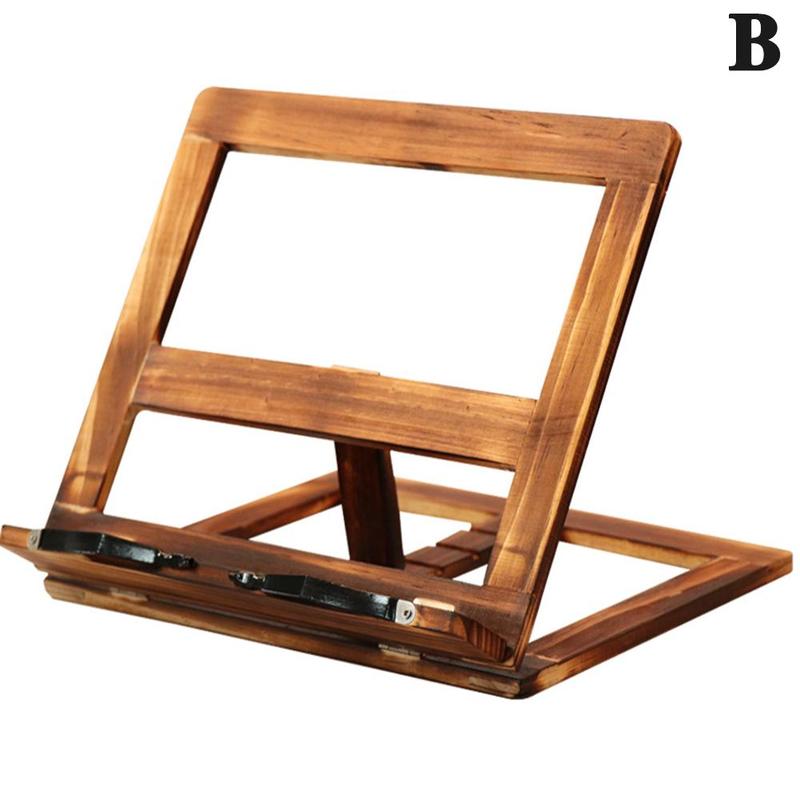 Foldable Recipe Book Stand,Wooden Frame Reading Bookshelf,Tablet Pc Stand Support L9K4: B