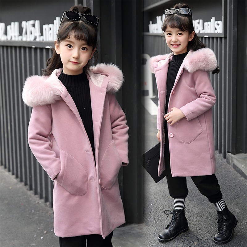 nouvelles filles à manches longues Hoode vêtements coupe-vent printemps automne hiver vêtements laine manteau enfants veste de mariage Outwear parka