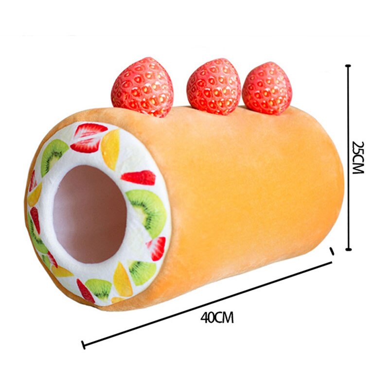 Kawaii Fruit Tart Dog Cat Bed House Cotton Cake Shaped Pet Kennel Home Funny Cute Puppy Kitten Washable Nest Winter Warm Cushion