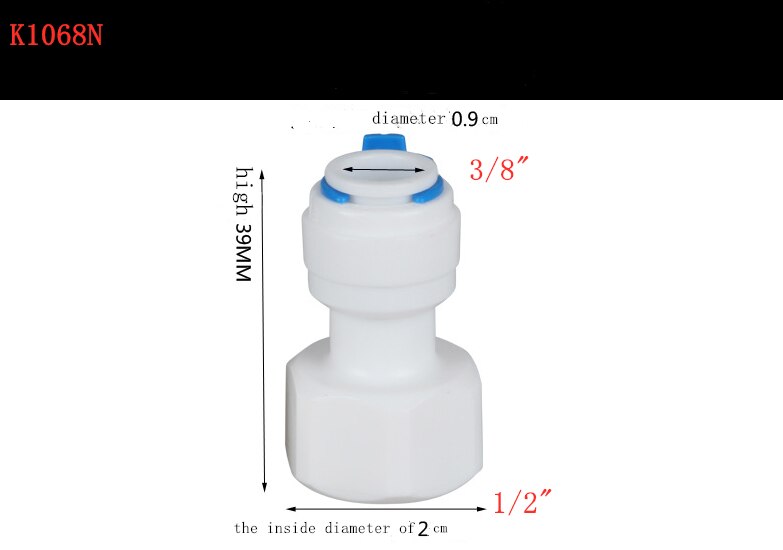 1PC 1/2" Internal thread to 1/4" 3/8"Straight connector RO Water Tune Quick Connect Reverse Osmosis White fast connection