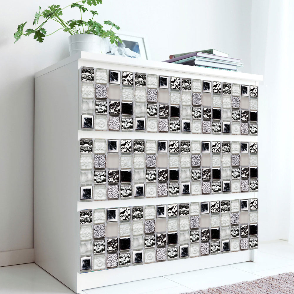 10 stk/sett 2d flat marmor mosaikk harde fliser veggklistremerke bord bad hjemmeinnredning veggdekor vanntette peel & stick kunst veggmaleri