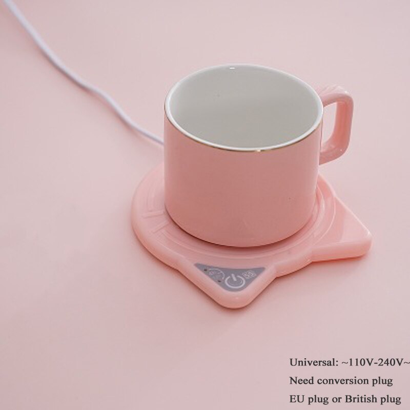 Nette Katze Kaffee Becher Wärmer Pad & Tassen Elektrische Leistung Tasse Wärmer Wärme Getränke Becher matt warm Halten Kaffee Tee elektrische Heizung Pad: Rosa Pad einstellen