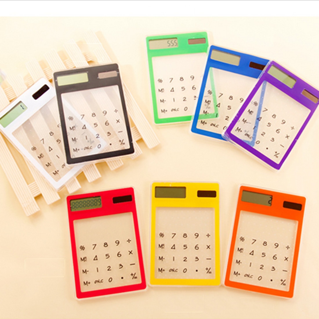 Centechia lcd 8- cifret berøringsskærm ultra slim transparent sol lommeregner stationery klar videnskabelig lommeregner studerende