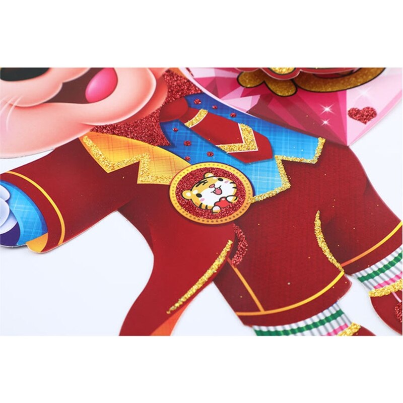 2pcs 3D Chinese Zodiac Tiger Stickers Door Window Clings Wall Couplet for Spring Festival Year Decoration