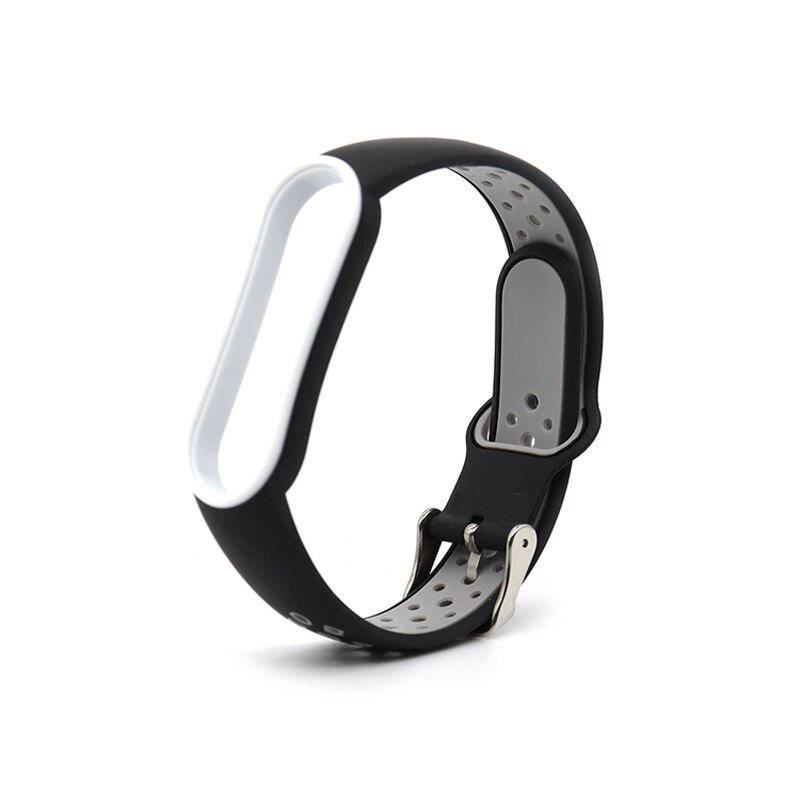 Para Xiaomi Mi Band 5 4 3 6 Correa de doble Color pulsera de silicona reemplazo para Xiaomi Band 4 MiBand 3 5 6 correas de banda: L / Negro y gris