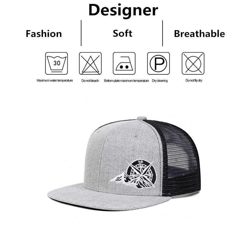 Unisex Compass Mountain Embroidery Hip-hop Net Hats Spring Summer Outdoor Adjustable Casual Baseball Caps Sunscreen Hat