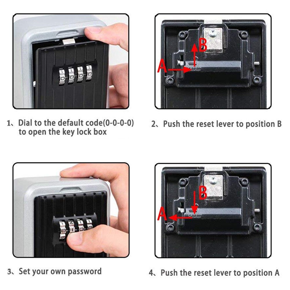 External Key Box Wall Mount Combination Lock Box Key Hidden Lock Box Security Key Lock Box 4 Digit Lock Box Suitable for Family