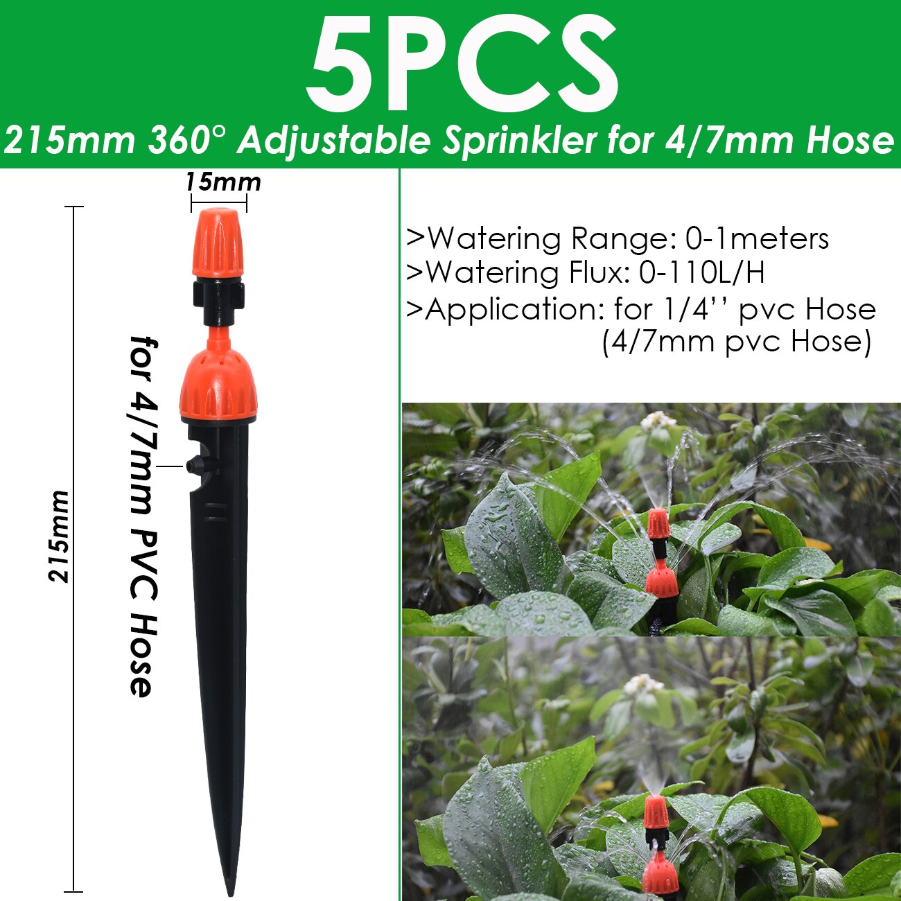 Sprycle 4/7Mm Tuin Verstelbare Irrigatie Staak Sprinkler Emitter Dripper Micro Spuiten Roterende Nozzle Watering Pijl Kas: Army Green