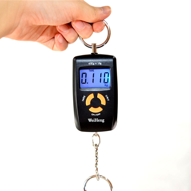 Mini báscula colgante portátil para maleta de viaje, balanza de peso, peso electrónico, gancho de pescado, peso de 45Kg/5g