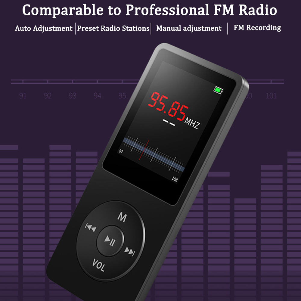 Tragbarer MP3-Player mit LCD-Bildschirm FM-Radio Video HiFi MP4-Player Filme E-Books Musik-Player eingebautes Mikrofon Drops hipping