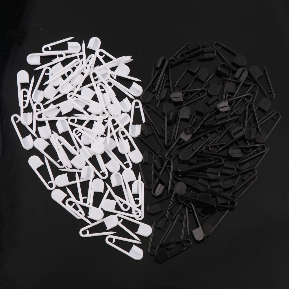 100 stks/set Veiligheid Plastic Tag Pin Zwart Wit Effen Kleur Fastener Clips Breien Stitch Marker Tag DIY Label Kaart Hangtag pins