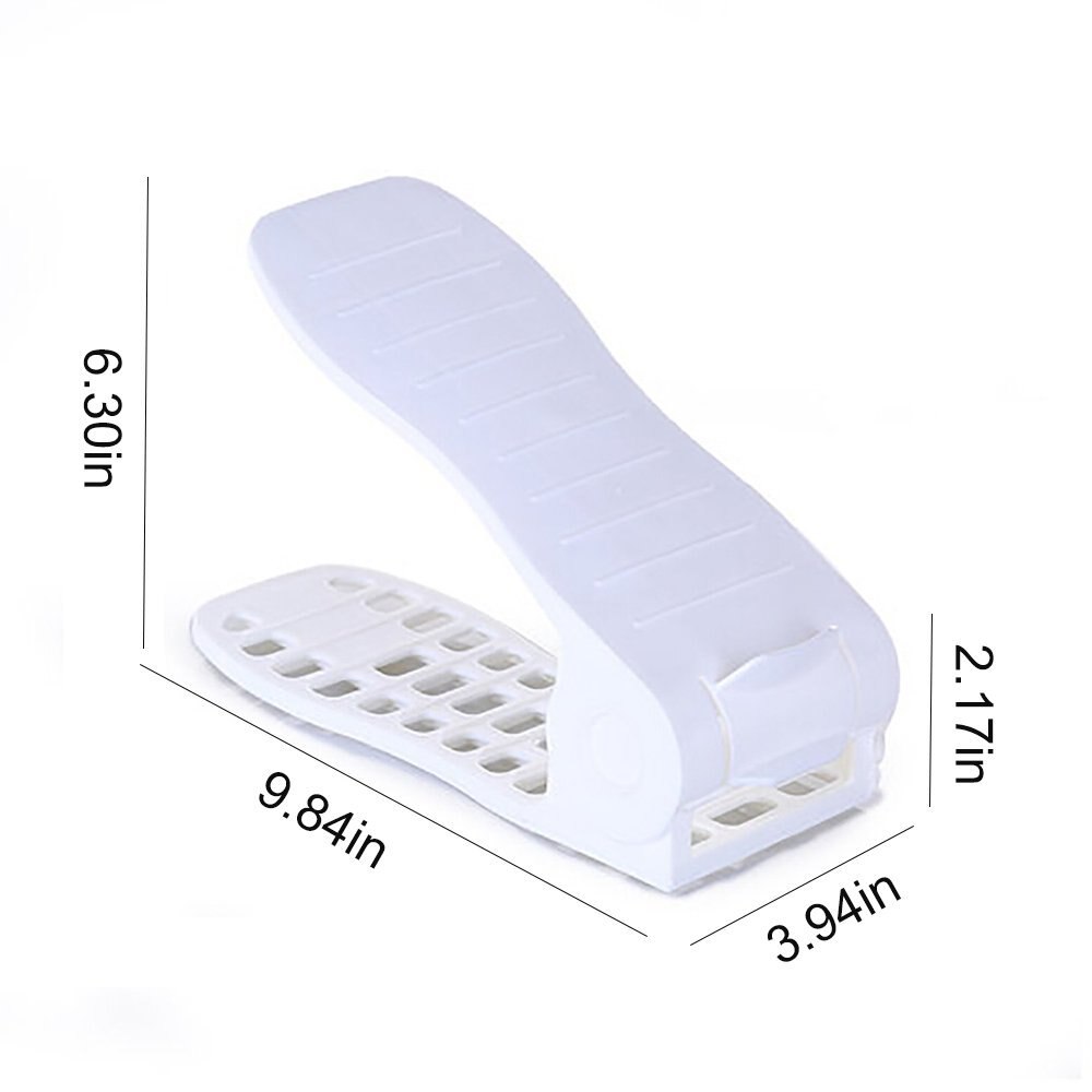 Adjustable Shoe Storage Space Rack Saver Organizer - 2 Pack (White) the Living Room and Bathroom Utility Rack