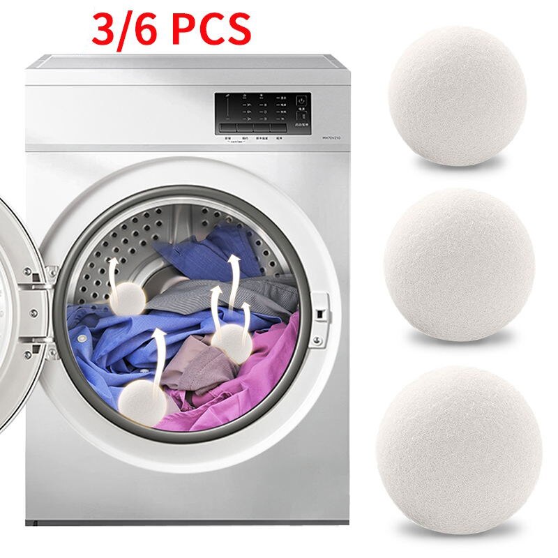 3/6PCS Wool Drying Ball Reusable Fabric Softener Laundry Ball Household Dryer for Washing Machine Accessories Clothes Dryer Tool