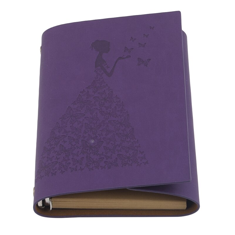 Vintage Notebook Dagboek Notepad Literatuur Note Boek Papier Vervangbare Journal Planners Kantoorbenodigdheden: Purple (Large)