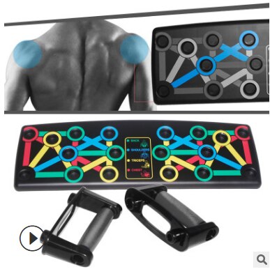 Push Up Board with Instruction Print Body Building Fitness Exercise Tools Men Women Push-up Stands For GYM Body Training: Blue