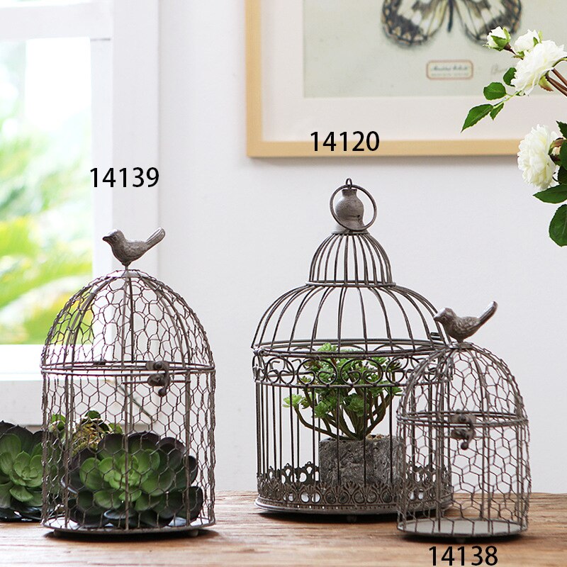 European retro bird cage wrought iron decoration home living room decoration window display birdcage decorative: 14139