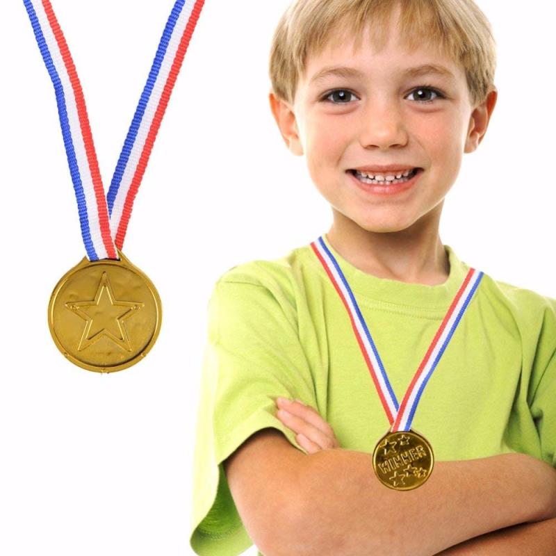 Children Gold Plastic Winners Medals Competition Trophy Souvenir Sports Day Party Bag Prize Awards Toys For Kids Xmas: Default Title