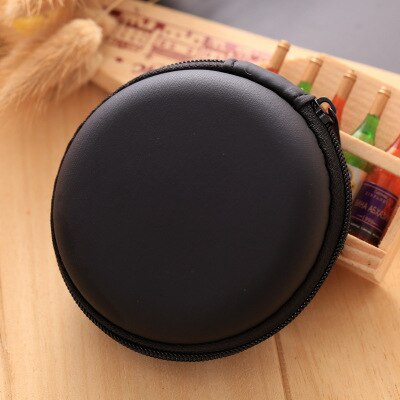 Portable Travel Phone Charger Accessories Bags for Phone Data Organizer Electronic SD Card USB Cable Earphone Bag Case: Circular Black