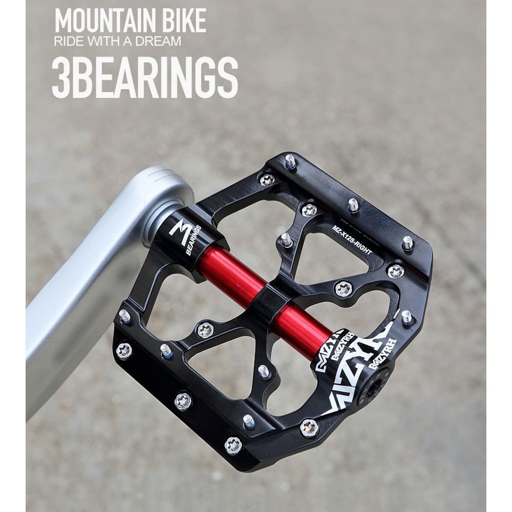 MTB Road Bike 3 Bearings Mountain Bike Pedals Platform Bicycle Flat Alloy Pedals 9/16" Pedals Cycling Non-Slip Alloy Flat Pedals