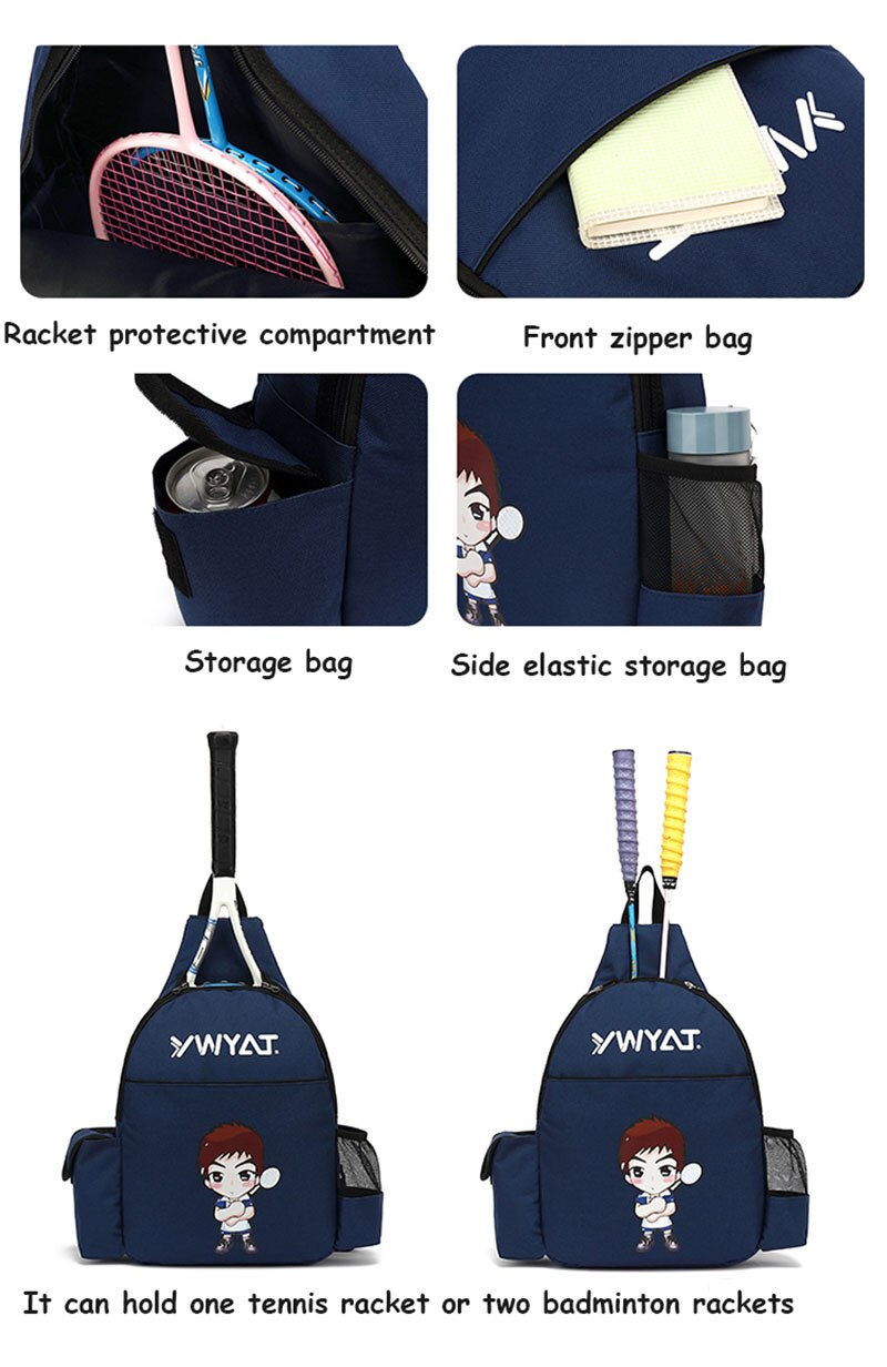 Nylon Badminton Bag Large Capacity Hold 2 Rackets Children&#39;s Tennis Racket Bag Portable Ball Sports Backpack Clothing Handbag