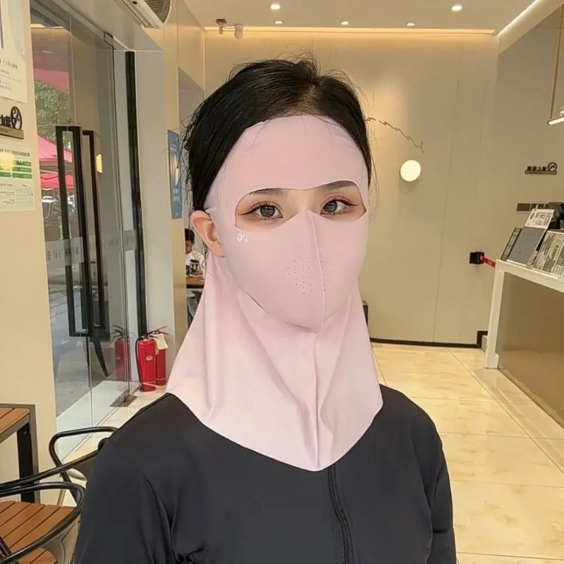 Masque de Protection solaire en soie glacée, UPF50 +, écharpe complète Anti-UV, Anti-poussière, Protection du cou, pare-soleil, masque facial pour cyclisme: Marron