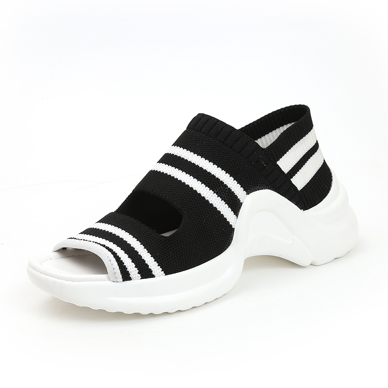 sommer Frauen Sandalen lässig Keile Komfortable Gittergewebe Atmungsaktive Schuhe Frau lässig Plattform Sandalen frauen schuhe mujer & 104: Schwarz / 6
