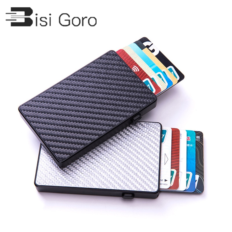 BISI GORO Touch Carbon Slim Wallet Business Card Holder Card Holder RFID Protector de tarjeta de cr dito Card Case Male