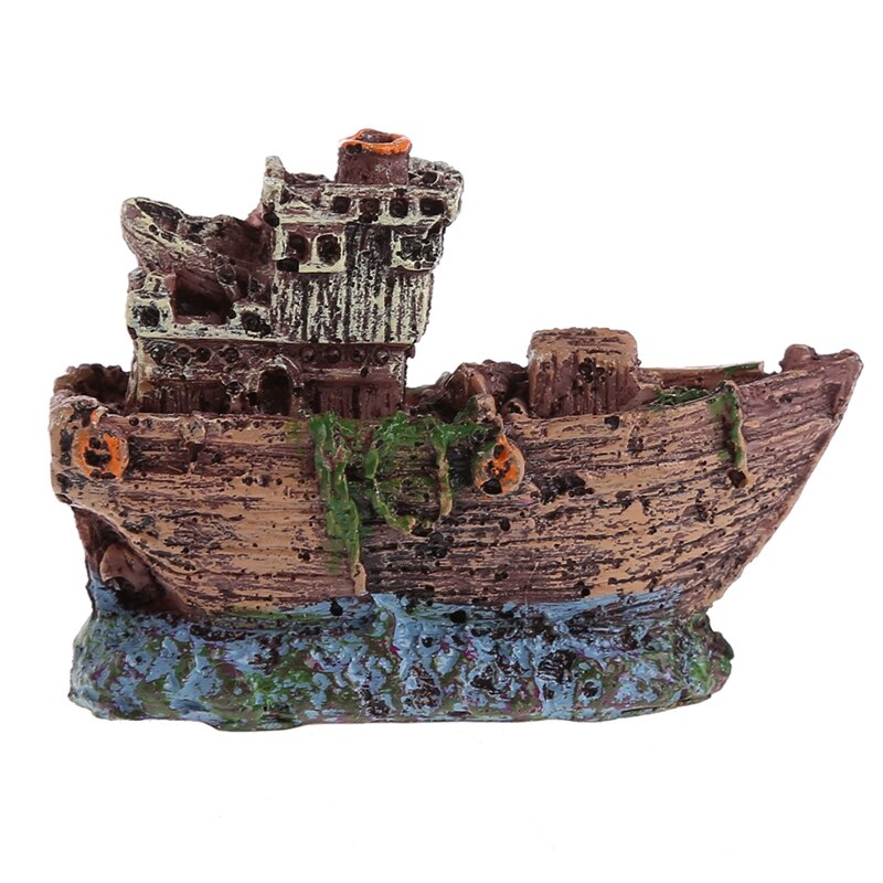 Aquarium ornament gezonken schip wrak boot aquarium grot decoratie onderwater hars