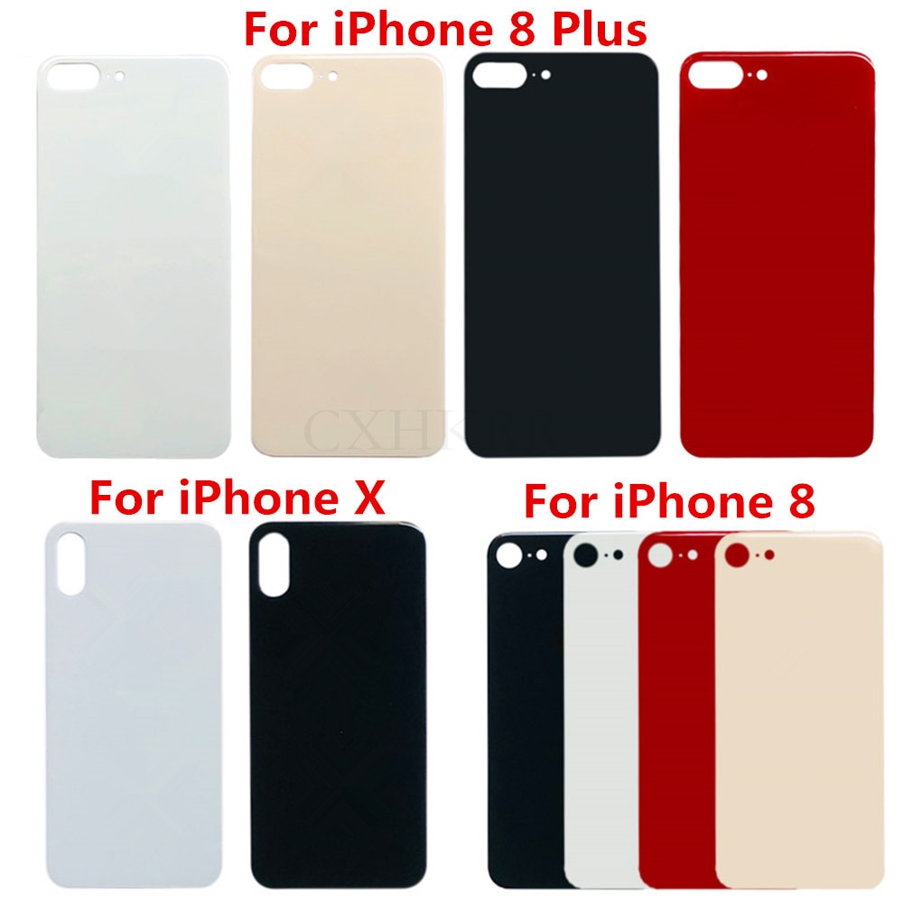 Dla iPhone 8 8plus X XS XR Big Hole szklany korpus powrót obudowa szklana obudowa pokrywa baterii tylne drzwi obudowy telefonu obudowa tylna pokrywa