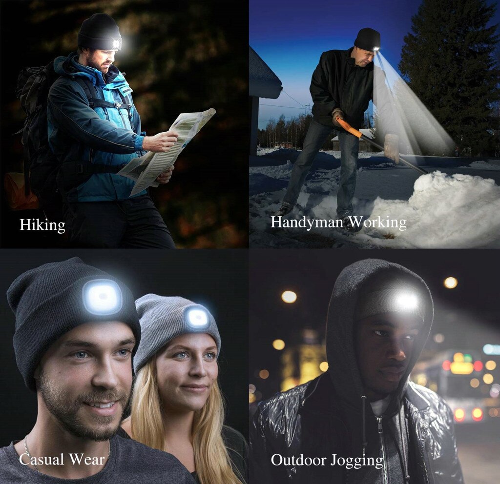 Helle LED Beleuchtete Beanie Kappe Unisex Wiederaufladbare Scheinwerfer Hut Reparatur Kappe Herbst Winter Nacht Angeln Kappe