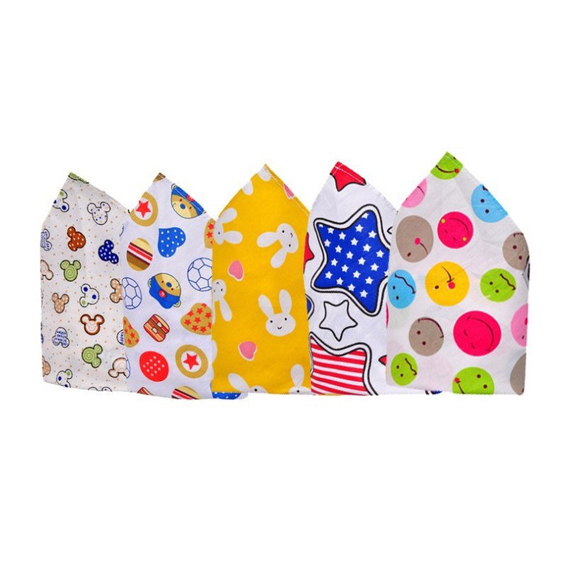 5 Stks/set Driehoek Double Layer Baby Slabbetjes Eatings Katoen Cartoon Animal Print Slabbetjes Baby Eten Accessoire Soft Stuff