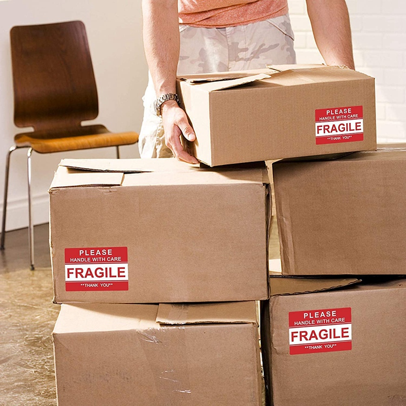 -1000 Pcs Fragile Sticker with Care Label Self Adhesive Red Warning Label Sticker for Packaging (2X3inch)