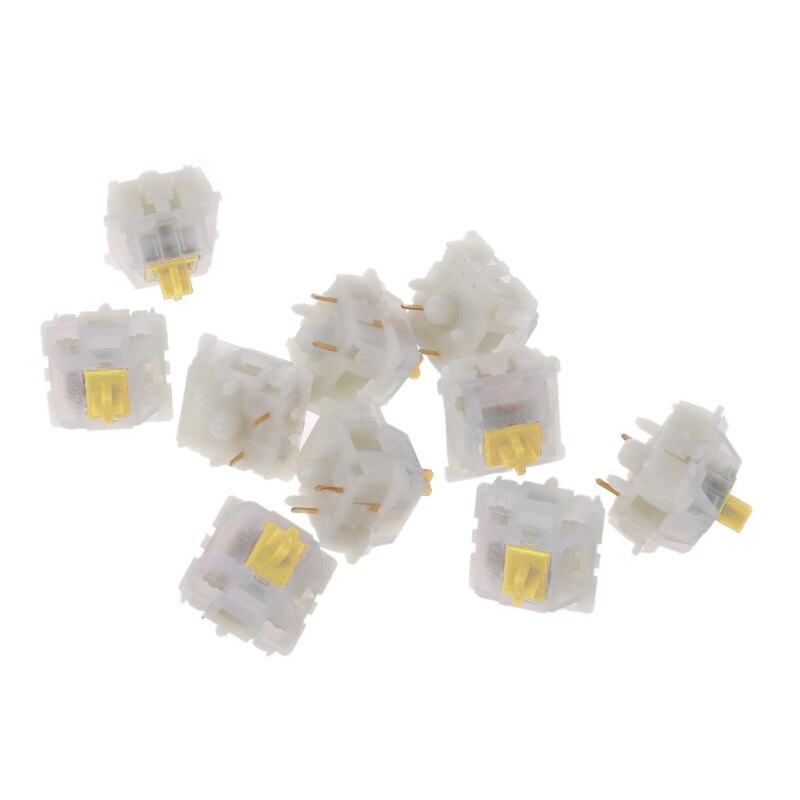 10pc Gateron Switches 5Pin Milky Yellow Switch for Mechanical Keyboard GK61 GK64 35EA