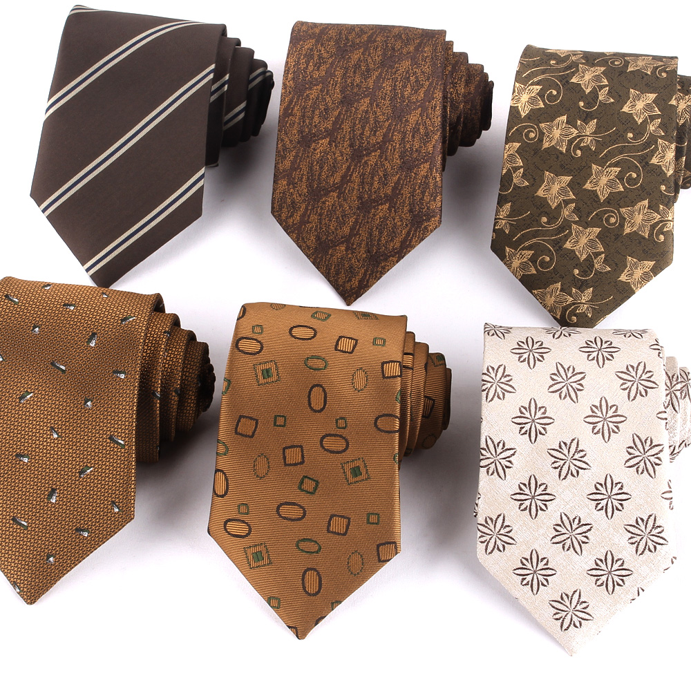 Men Ties Suits Men's Neck Tie For Wedding Striped Necktie For Groomsmen Light Brown Ties For Men Women Good