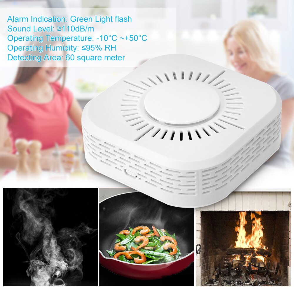 Standalone Photoelectric Smoke Alarm High Sensitive Wireless Smoke Detector Fire Protection Sensor For Home Kitchen