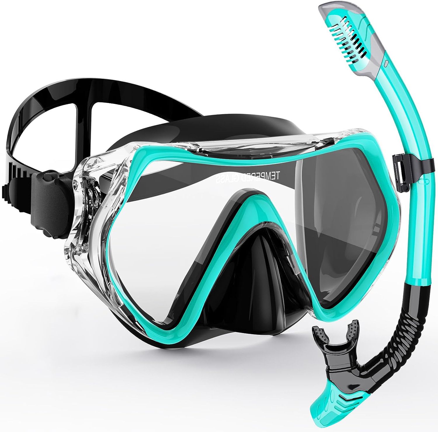 Máscara de buceo , traje de snorkel, falda de silicona para adultos, gafas antiniebla, equipo de natación: Verde
