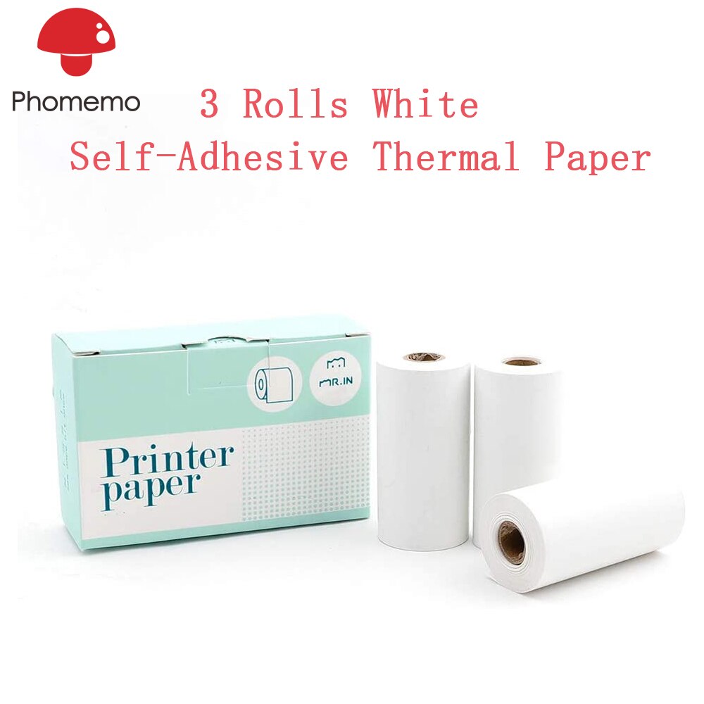 Phomemo 3 Rolls White Self-Adhesive Thermal Paper Printable Sticker Paper for Phomemo M02/M02S Photo Printer: Default Title