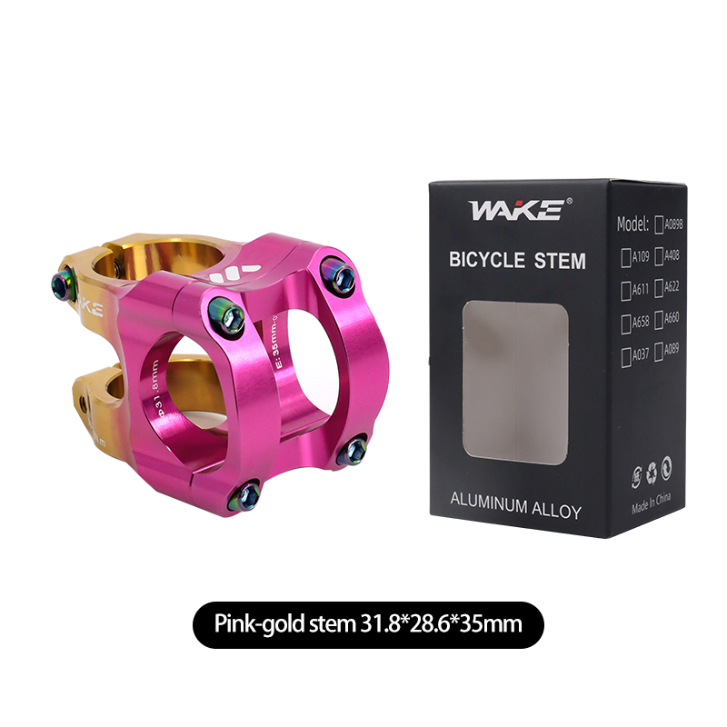 Wake Mtb Power Stem bicicleta de carretera puente de bicicleta de montaña potencia corta 31,8mm 35mm mesa de manillar de carretera vástago ajustable Riser ciclismo: Rosa