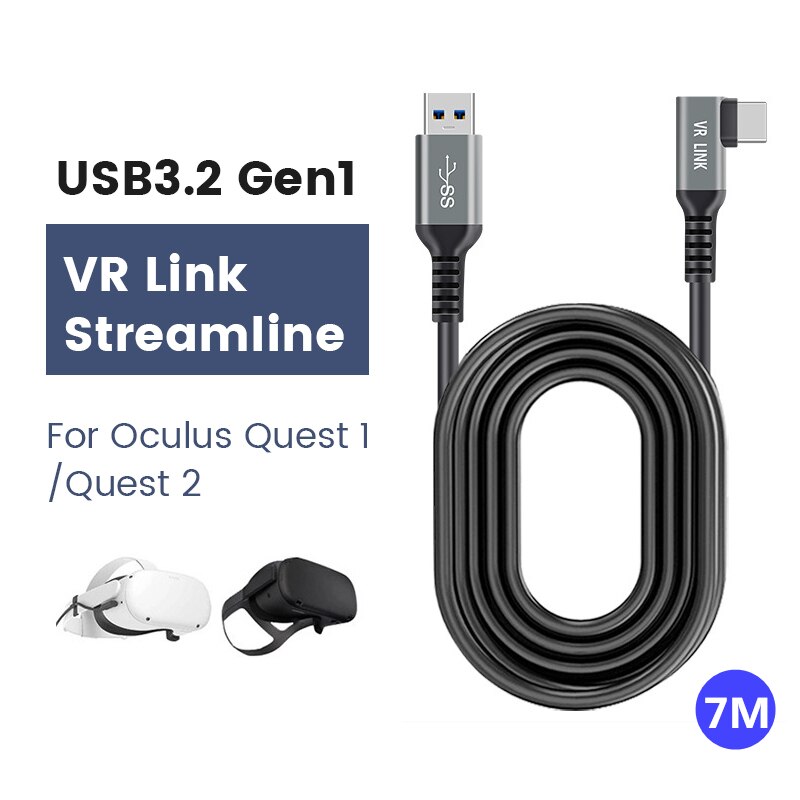 6M/5M Oculus Suche 1 Datenleitung Ladekabel Für Oculus Suche 2 Verknüpfung VR Daten Transfer kabel USB-A Typ-C VR Headset Zubehör: 7M A zu C  Schwarz