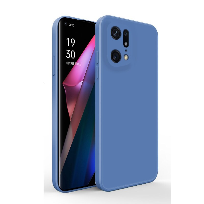Coque souple en Silicone pour OPPO Find X5 Pro, étui de téléphone liquide: Bleu