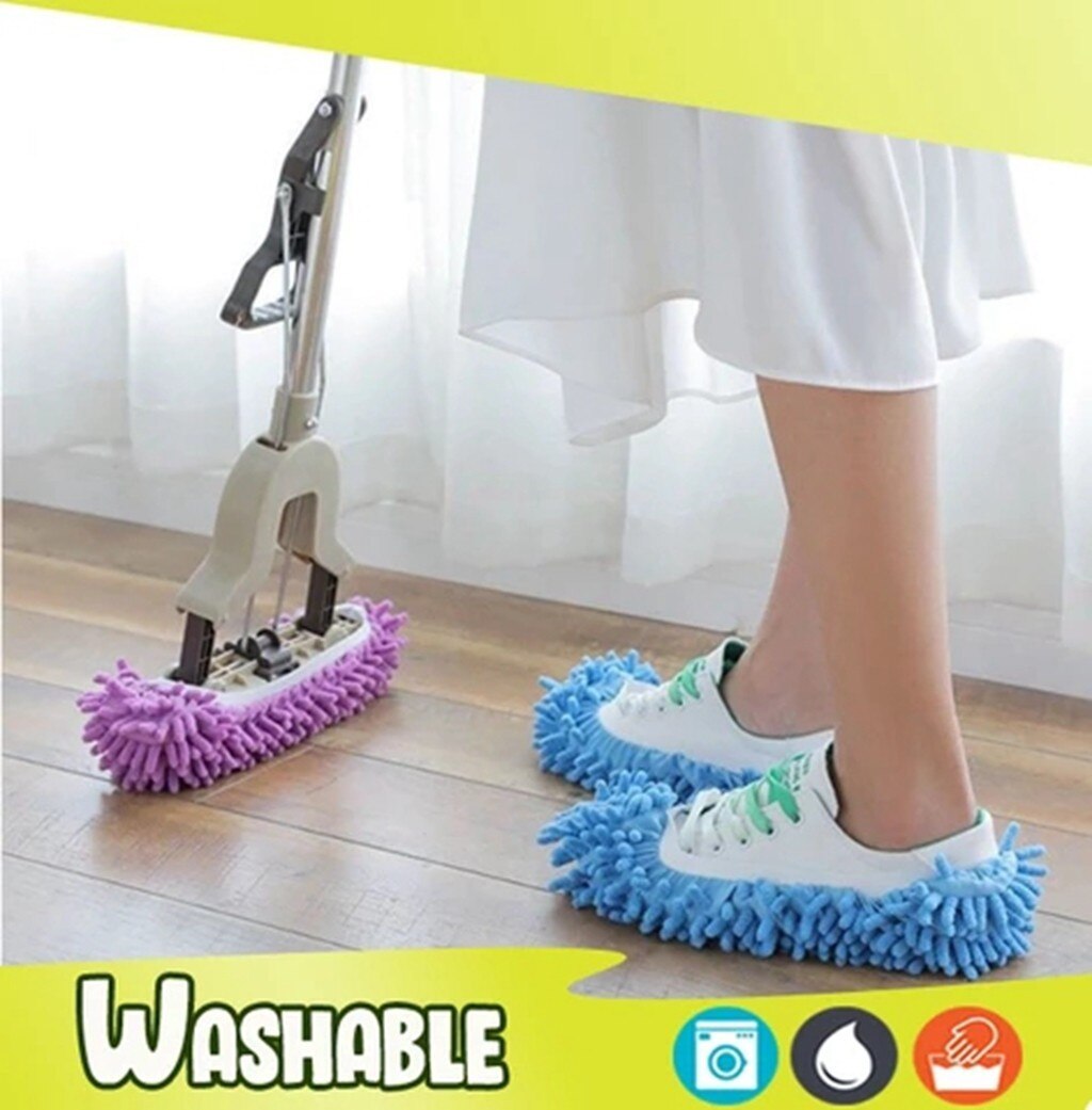 30 ^ 1 stykke mikrofiber moppegulv rengøring dovne fuzzy hjemmesko hus hjem gulvværktøj sko badeværelse køkkenrenser