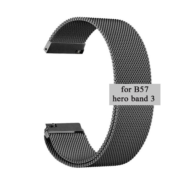 Armband Rvs Milanese Loop Horloge Band Magnetische Sluiting Wrist Strap Metal Vervanging Voor B57 Smartwatch Hero Band 3: Black