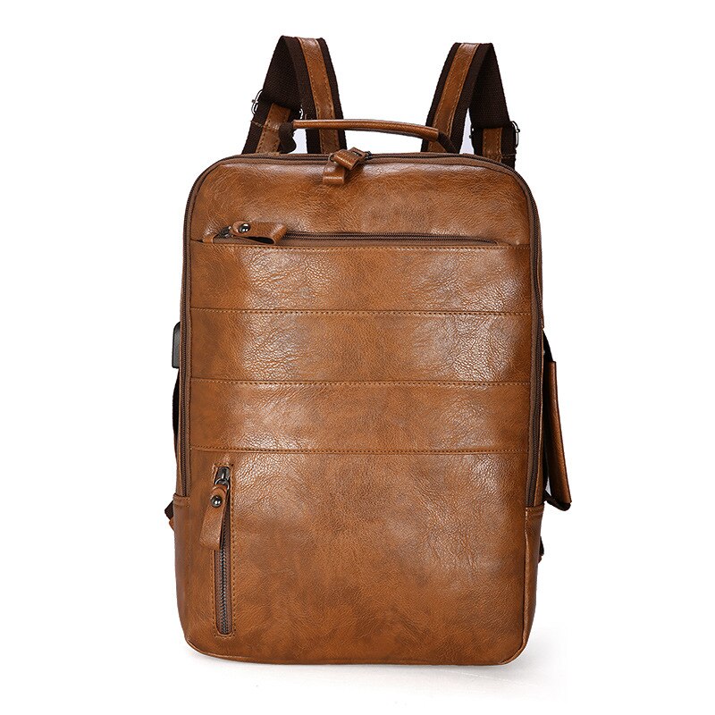 Mochilas escolares de cuero sintético para hombre y mujer, bolso Retro informal para viaje de ocio, estudiantes y adolescentes: khaki 950